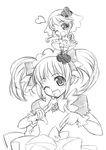  copyright_request greyscale monochrome multiple_girls sketch twintails yuuma_(skirthike) 