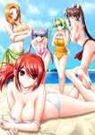  amenotorishima_no_hime beach bikini bikini_top_removed breasts day fetish_3:_omote_no_kioku frilled_bikini frills fundoshi green_sarong japanese_clothes kikkawa_yuzuka kinmedai_pink kobayakawa_hatori large_breasts lowres lying medium_breasts multiple_girls nipples nishina_kasumi on_stomach outdoors red_sarong sarong sokabe_tooko swimsuit topless 