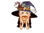  halloween hands hat kazue_kato long_hair original smile solo witch_hat 