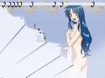  artist_request bath blue_hair chidori_kaname curtains full_metal_panic! highres long_hair nude showering solo towel wallpaper 