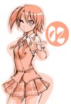  akashi_yuuna mahou_sensei_negima! mikami_komata monochrome numbered orange_(color) plaid plaid_skirt sketch skirt solo 