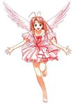  akamatsu_ken angel_wings antenna_hair barefoot dress frilled_dress frills lace long_hair love_hina narusegawa_naru pink solo wings 