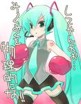  aqua_hair boxing boxing_gloves hatsune_miku long_hair solo suemitsu_dicca thighhighs twintails very_long_hair vocaloid 