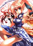  agito_(fusion) agito_(nanoha) alternate_weapon fire kouno_hikaru levantine lyrical_nanoha magical_girl mahou_shoujo_lyrical_nanoha_strikers minigirl multiple_girls signum unison weapon 