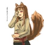  animal_ears holo long_hair red_eyes red_hair sketch solo spice_and_wolf tail tetsu_(kimuchi) translation_request wolf_ears 