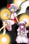  bat_wings blue_hair cup itsuki_seiya multiple_girls patchouli_knowledge purple_eyes purple_hair red_eyes remilia_scarlet touhou wings 