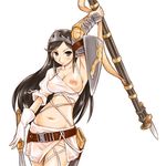  aisha_(ash) archaic_sealed_heat armor ash_(game) breasts crown hat large_breasts nipples see-through shield solo sword weapon 