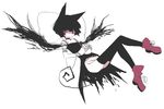  animal_ears black_hair cat_ears copyright_request panties pantyshot red_eyes sanada_taketo solo tail thighhighs underwear wings 