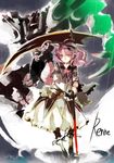  copyright_request pink_hair ribbon scythe shunsei_(muratou) yellow_eyes 