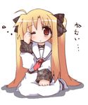  blonde_hair fate_testarossa futaru_usagi long_hair lowres lyrical_nanoha mahou_shoujo_lyrical_nanoha mahou_shoujo_lyrical_nanoha_a's school_uniform seishou_elementary_school_uniform solo translated very_long_hair 