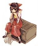  box donation_box hakurei_reimu rake sketch solo takishima_asaka touhou 