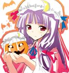 gochou_(atemonai_heya) halloween jack-o'-lantern patchouli_knowledge pumpkin solo touhou 