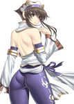  ass back brown_eyes brown_hair chai_xianghua crown from_behind huge_ass kansuke looking_back pantylines short_hair_with_long_locks sidelocks solo soulcalibur wind 