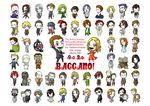  6+girls adele_(baccano!) adjusting_eyewear artist_request baccano! bag bandana beard berga_gandor black_eyes black_hair blonde_hair blue_eyes bow bowtie brown_eyes brown_hair camera carol_(baccano) chair chane_laforet character_request chibi christopher_shouldered claire_stanfield closed_eyes coat czeslaw_meyer desk dress drum_(container) dual_wielding edith_(baccano!) elmer_albatross ennis eve_genoard everyone eyepatch facial_hair firo_prochainezo flower formal glasses gloves graham_spector green_eyes grin gustav_st-germain hair_flower hair_ornament hair_over_one_eye hat holding hot_dog huey_laforet inspector_edward isaac_dian jacuzzi_splot keith_gandor knife ladd_russo lua_klein luck_gandor maiza_avaro maria_barcelito mask miria_harvent monocle multiple_boys multiple_girls mustache necktie nice_holystone old_man phil_(baccano) polearm rachel_(baccano!) rail_(baccano) red_eyes red_hair reverse_trap ricard_russo riza_laforet rose roy_maddock scar scissors sickle_(baccano) smile spear suit sword sylvie_lumiere tattoo tears tick_jefferson tock_jefferson trench_coat weapon white_background wrench yellow_eyes 