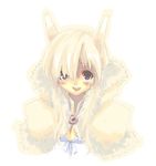  :d animal_ears blonde_hair blue_eyes blush copyright_request fur_trim looking_at_viewer open_mouth sanada_taketo smile solo upper_body 