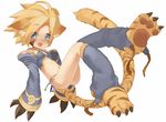  animal_ears aoneko blonde_hair blue_eyes cat_ears copyright_request fangs short_hair solo tail 