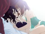  brown_hair caimu lingerie multiple_girls paraietta purple_eyes purple_hair saipaco simoun underwear yellow_eyes yuri 