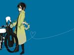  androgynous coat flower ground_vehicle hermes kino kino_no_tabi motor_vehicle motorcycle reverse_trap short_hair solo tomboy wallpaper 