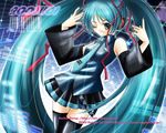  aqua_hair barcode hatoyama_rin hatsune_miku long_hair solo thighhighs twintails very_long_hair vocaloid watermark web_address 