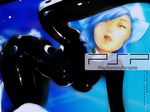  blue_hair diana_jakobsson handheld_game_console original personification playstation_portable product_girl shiny shiny_clothes solo sony wallpaper 