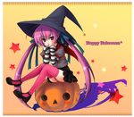  halloween happy_halloween hat kagetsu_suzu original shadow solo thighhighs twintails typo witch_hat zettai_ryouiki 
