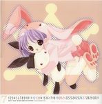  2003 animal_ears binzume_yousei bunny bunny_ears calendar_(medium) july non-web_source paws rere solo tokumi_yuiko 