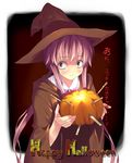  :3 boxcutter gasai_yuno halloween happy_halloween hat kantoku mirai_nikki solo translated witch_hat yandere 