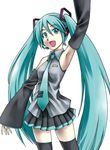  aqua_hair aqua_neckwear detached_sleeves hatsune_miku long_hair necktie solo sugiyama_shinnosuke thighhighs twintails very_long_hair vocaloid 