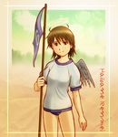  aaru_sentou_shuudan buruma flag gym_uniform haibane_renmei halo numbered_flag rakka solo static_cling wings 