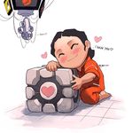 anger_core bad_deviantart_id bad_id barefoot cake_core chell chibi glados heart jealous jumpsuit personality_core portal portal_(series) saejin_oh spoilers tears weighted_companion_cube zero_punctuation 