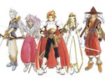  3boys 90s arche_klein boots cape chester_barklight cless_alvein fujishima_kousuke klarth_lester knee_boots mint_adenade multiple_boys multiple_girls official_art pants pink_pants red_cape tales_of_(series) tales_of_phantasia wide_ponytail 