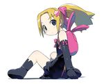  backpack bag black blonde_hair blue_eyes copyright_request kanzaki_hiro ponytail solo zipper 