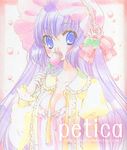  babydoll blue_eyes covering_mouth flower hat hat_flower hat_ribbon holding jacket long_hair long_sleeves looking_at_viewer mika_mikan original puffy_sleeves purple_hair red_flower red_rose ribbon rose solo very_long_hair 