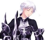  armor fantasy_earth_zero highres mr.romance short_hair solo sweat warrior white_hair 