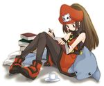  artist_request book brown_hair cup dolphin gloves guilty_gear hat may_(guilty_gear) orange_hat orange_shirt pantyhose pirate shirt skull_and_crossbones solo studying stuffed_animal stuffed_dolphin stuffed_toy teacup 