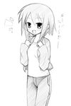  artist_request fang greyscale jacket kusakabe_misao lucky_star monochrome short_hair sketch solo translated 
