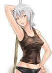  armpits baanin bamboo_blade shinai solo sweat sword tank_top weapon yokoo_maya 