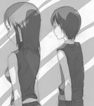  1girl bare_shoulders dennou_coil greyscale harakawa_tamako hinata_nonoka long_hair lowres monochrome nekome_sousuke sketch sleeveless sleeveless_turtleneck turtleneck 