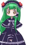  gothic_lolita green_hair kochiya_sanae lolita_fashion long_hair no_nose solo star star-shaped_pupils symbol-shaped_pupils tao_(kadoya) touhou white_background 