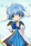  artist_request blue_hair blue_skirt galaxy_angel galaxy_angel_rune mint_blancmanche ribbon skirt solo yellow_eyes 