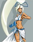  dark_skin hands majikina_mina midriff mikami_komata navel samurai_spirits snk solo white_hair 