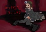  brass_knuckles brown_hair cat copyright_request elbow_gloves gloves headband knife solo spiked_knuckles thighhighs ueda_sanagi weapon 