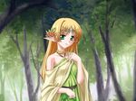  bare_shoulders blonde_hair elf game_cg green_eyes kannatsuki_noboru long_hair maou_to_odore! pointy_ears solo 