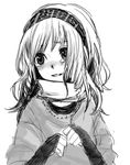 ameiro copyright_request face greyscale hairband monochrome scarf sketch solo tears 