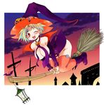  breasts broom broom_riding halloween hat huge_breasts original shimanto_youta solo thighhighs witch witch_hat 