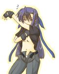  bow dressing fingerless_gloves ginga_nakajima gloves hair_bow lyrical_nanoha mahou_shoujo_lyrical_nanoha_strikers purple_hair solo zero_point 