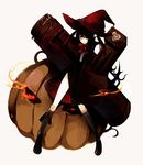  bad_id bad_pixiv_id boots eyepatch hat original pumpkin red_eyes red_hair riku_(wana) skull solo witch_hat 