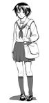  greyscale monochrome original school_uniform serafuku solo yuuki_keisuke 