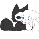  ambiguous_gender black_fur black_tail blue_eyes blush canine changed_(video_game) chano duo fur goo_creature hug lin_(changed) mammal puro_(changed) white_fur white_tail wolf 
