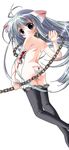  animal_ears artist_request bandages blood cat_ears chain copyright_request green_hair maebari solo thighhighs 